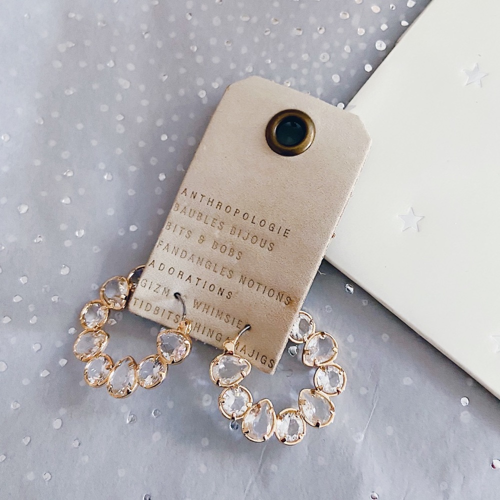 Anthropologie Margot Hoop Earrings Sparkly Gold - Picture 3 of 6